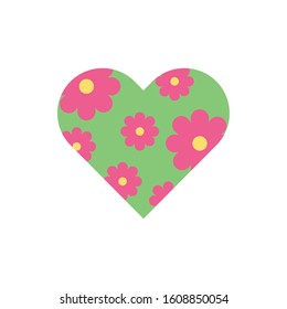 heart with flowers garden pattern vector illustration design