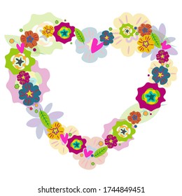 heart of flowers hand drown shape. For t-shirt, print and design element.