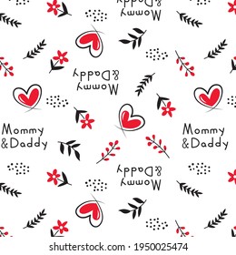 Heart flowers and leaves design for kids wear