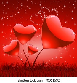 heart flowers in the meadow