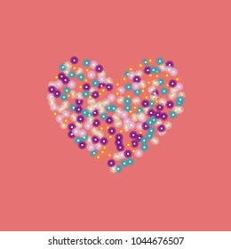 Heart of flowers on a pink background