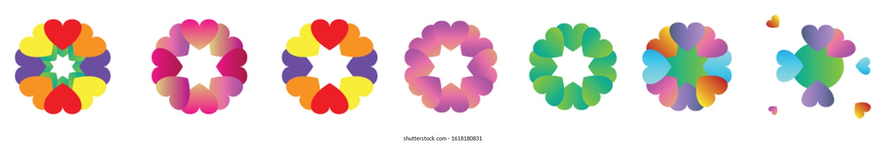 Heart and flowers ornaments design. Saint Valentine's Day background elements.