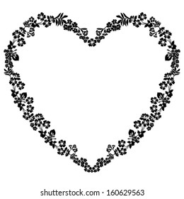 Heart of Flowers with a place for Your text. Vector illustration. 