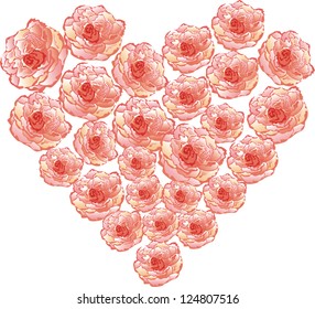 Heart flowers roses vector illustration