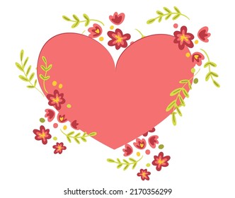 Heart with flowers self care symbol isolated vector