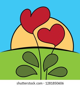 heart flowers, vector