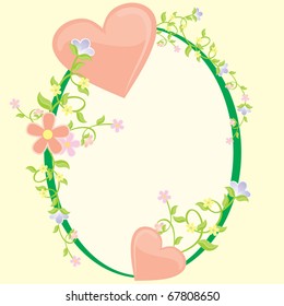 heart and flowers vector cartoon frame