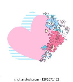 Heart and flowers vector illustration