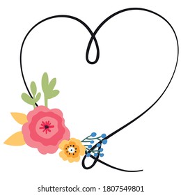 Heart with flowers, vector illustration
