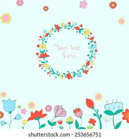 Heart and flowers vector illustration