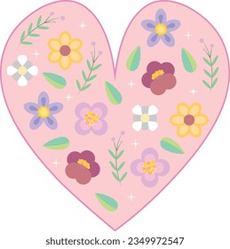 Heart and flowers vector image or clipart