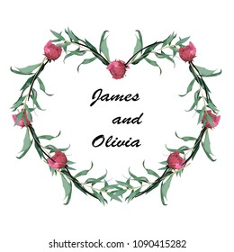 
heart of flowers. Wedding invitations.