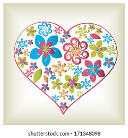 a heart with a lot of flowers within it