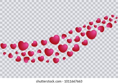 Heart fly out template, Valentine Day greeting card with heart in transparent background. Vector EPS 10.