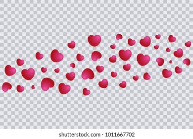 Heart fly out template, Valentine Day greeting card with heart in transparent background. Vector EPS 10.