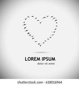 Heart of flying birds. Vector