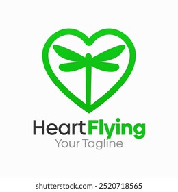 Plantilla de diseño de logotipo Heart Flying. Bueno para empresas, agencias, comunidad y Organización