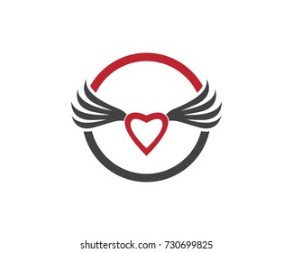 Heart Flying logo design template