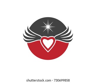 Heart Flying logo design template