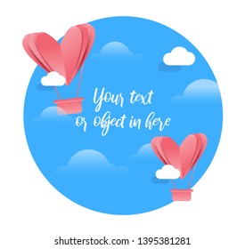 Heart flying on blue background. Concept background of love, valentine's day, happy women's, mother's day