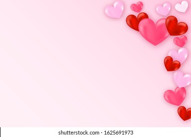 Heart flying on pink background. Happy Women's, Mother's, March 8, Valentine's Day, birthday greeting card design.