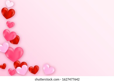 Heart flying on pink background. Happy Women's, Mother's, March 8, Valentine's Day, birthday greeting card design.