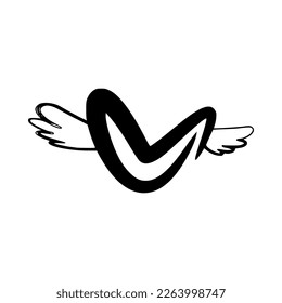 Heart flying. Template isolated on white background. 2D simple flat style graphic design. Can be used for any purposes. Vector EPS10 