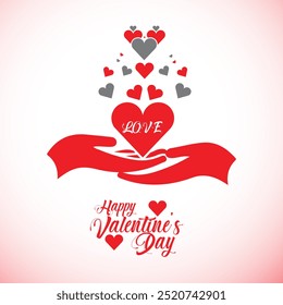 Heart flying vector illustration Valentines day design