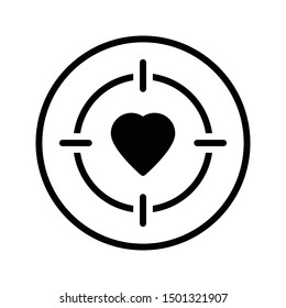 heart focus glyph flat vector icon
