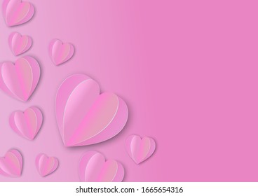 Heart folded paper on a pink background