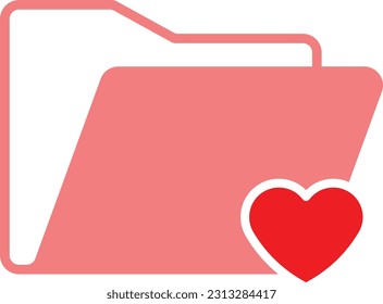 heart folder document file doc Flat