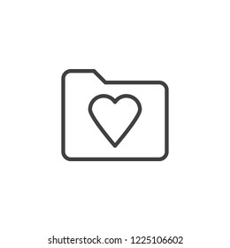 Heart folder outline icon. linear style sign for mobile concept and web design. Favorite folder simple line vector icon. Symbol, logo illustration. Pixel perfect vector graphics