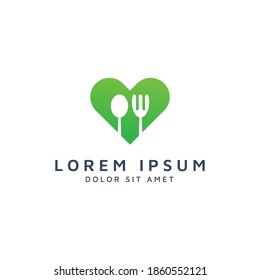heart and food negative space logo design