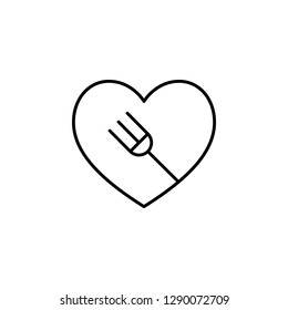 heart and fork inside icon. Element of Valentine's Day icon for mobile concept and web apps. Detailed heart and fork inside icon can be used for web and mobile