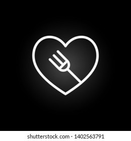 heart and fork inside neon icon. Elements of Heartbeat set. Simple icon for websites, web design, mobile app, info graphics