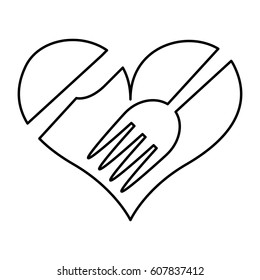 heart with fork and knife vector illustration design