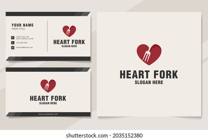 Heart fork logo template on monogram style