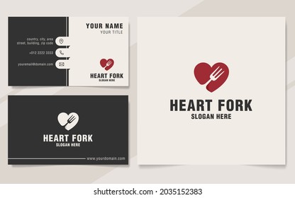 Heart fork logo template on monogram style