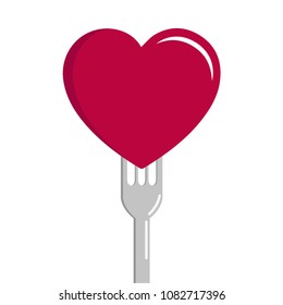 Heart and fork vector. free space for text. wallpaper. background.