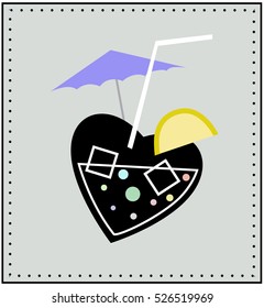 Heart in form a cocktail-drink.Vector illustration