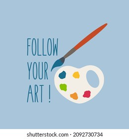 heart form colorful color palette and watercolor vector. follow your art concept creative. artistic T shirt print flat design. do what you love. feel free change and paint. try a new hobby background