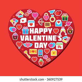 Heart Form Doodle Elements Illustration. Valentine`s Day Card. Be My Valentine Poster