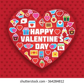Heart Form Doodle Elements Illustration. Valentine`s Day Card. Be My Valentine Poster