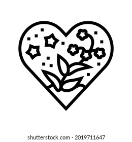 heart form with flowers resin art line icon vector. heart form with flowers resin art sign. isolated contour symbol black illustration