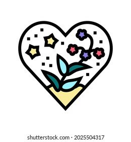 heart form with flowers resin art color icon vector. heart form with flowers resin art sign. isolated symbol illustration