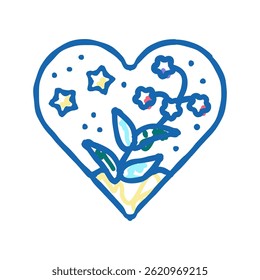 heart form with flowers resin art doodle icon sketch vector. heart form with flowers resin art sign. isolated symbol illustration