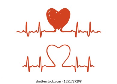 Сardiogram in heart- form. Healthy puls with love on white background