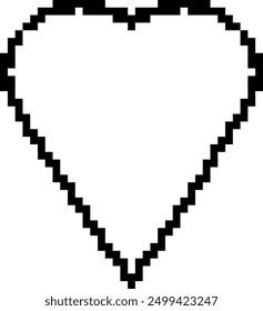 Heart in the form of a pixel beautiful black