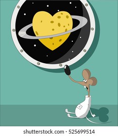 Heart in form a planet from cheese