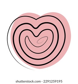 Heart in form spiral in one line in color
